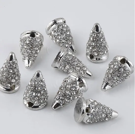 

Wholesale Imitation platinum plated With Crystal Rhinestones Pave Hip Hop Solid Metal Spike Bracelet Connector Charm Findings