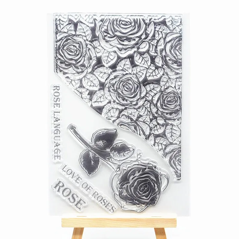 rose Scrapbook DIY photo cards account rubber stamp clear transparent |