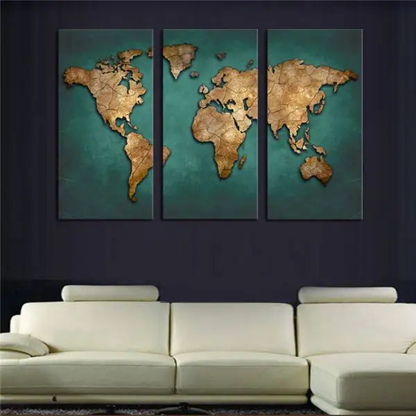 Без рамки 3 Панель карта Настенная картина Современная живопись на холсте