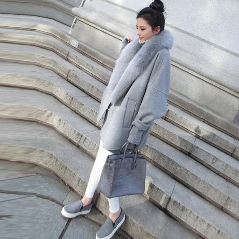 2018 зимние модные женские туфли серый/бежевый большой искусственный мех воротник