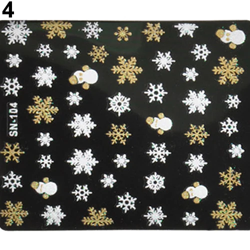 Unique 1 Sheet 3D Snowflakes Snowman Nail Art Salon Stickers Tips DIY Decals Decorations Accessories | Красота и здоровье