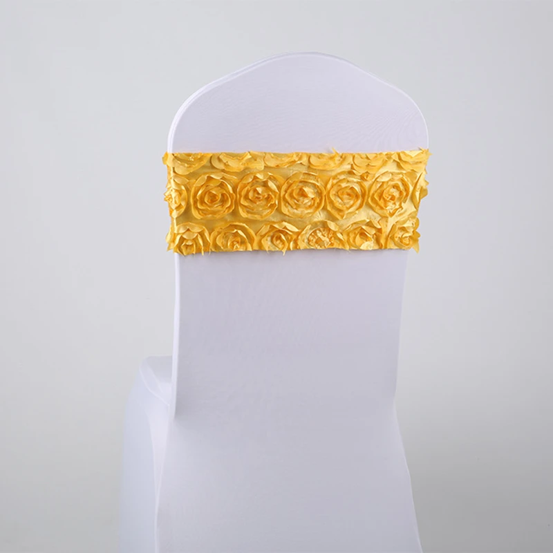 

9 colors free tie elastic force rose wedding chair cover wedding party decoration 10pcs/lot