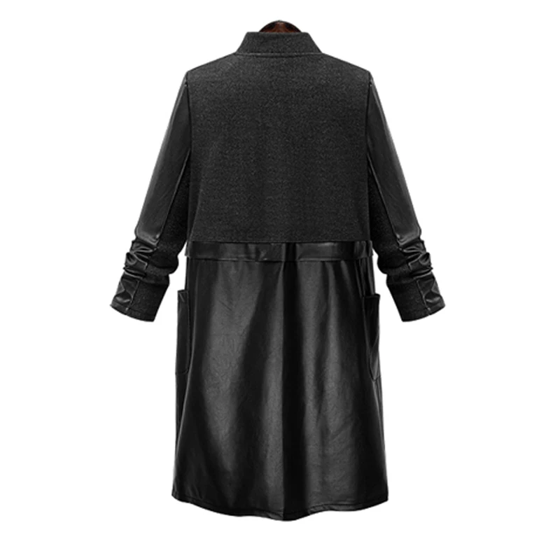 Новинка Весна 2018 женская классическая черная длинная облегающая куртка большого