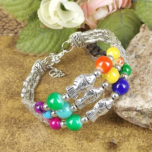 Новинка 1 шт. искусственное ювелирное изделие Тибетский браслет с рыбой