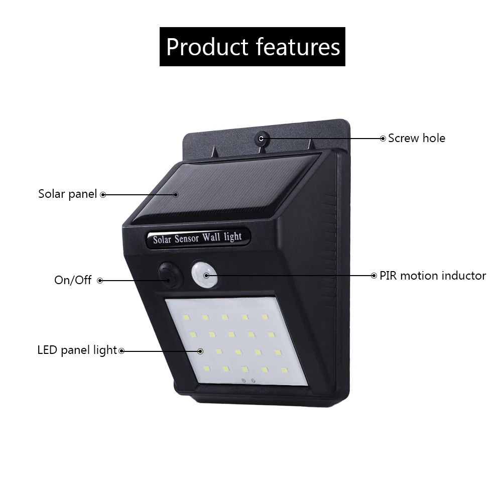 Настенная лампа уличная светодиодная Солнечная для Дома индукционная датчик