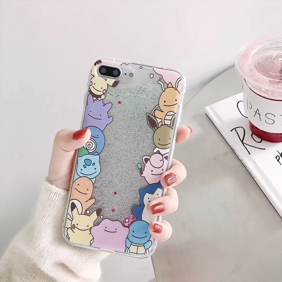 Cute cartoon anime shiny gritter Phone Case For iPhone XS MAX XR 6 s 7 8 Plus 11 pro Quicksand Glitter Fun Cartoon soft cover |