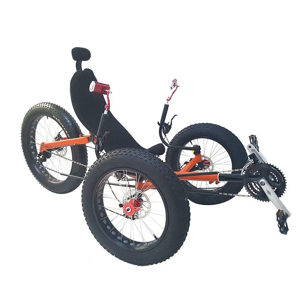 3 колеса горного спорта складная Полножирной шины лежачие trike для взрослых|recumbent