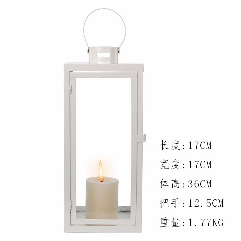 Нержавеющая сталь Золотой фонарь подсвечник Европейский подсвечник стеклянный подсвечник романтическая подсвечник украшение - Цвет: White  Large
