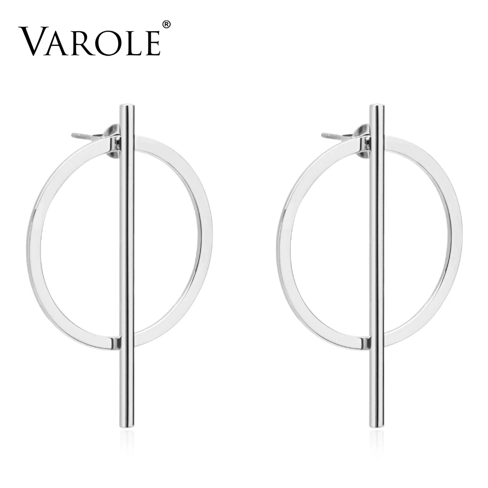VAROLE, простой стиль, Висячие серебряные серьги для девушек,, нержавеющая сталь, золотой цвет, длинные серьги для женщин, модные ювелирные изделия - Окраска металла: Silver Color Earring