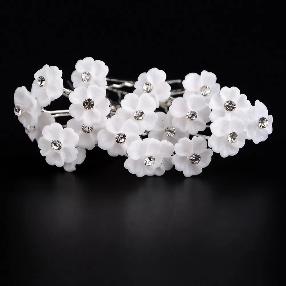 20 шт./лот заколки для волос с кристаллами из смолы в форме цветка невесты девушек