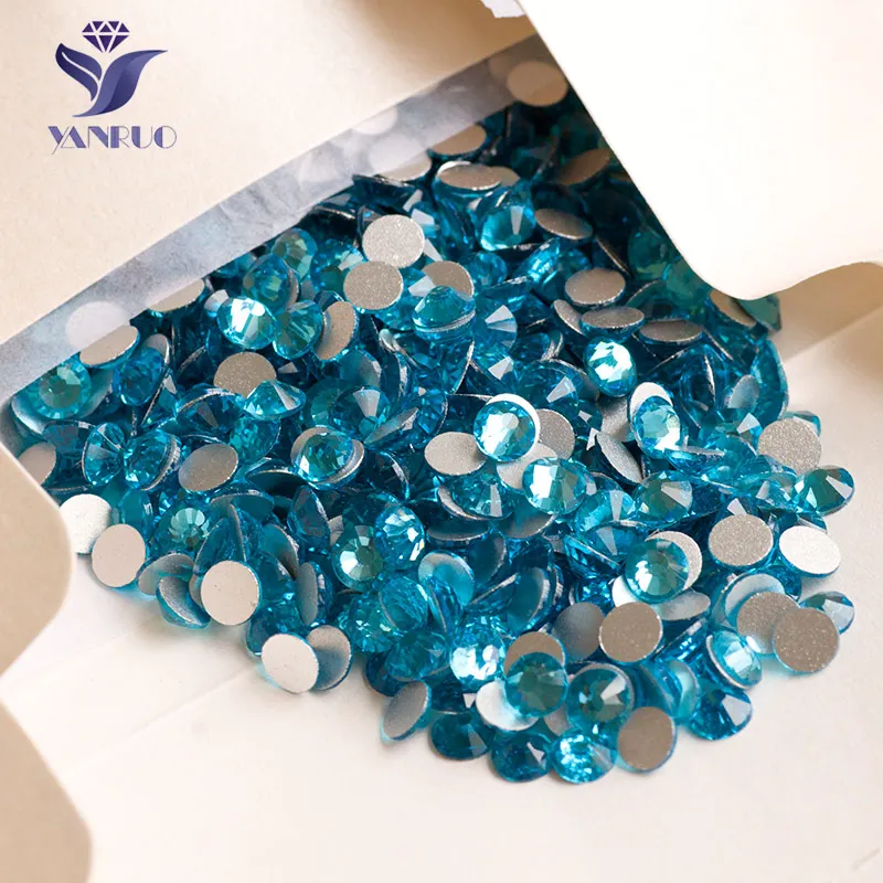 

YANRUO 2058NoHF SS16-SS20 1440Pcs Aquamarine No Hotfix Glass Stones Glue On Flat Back Stones Dress Rhinestones