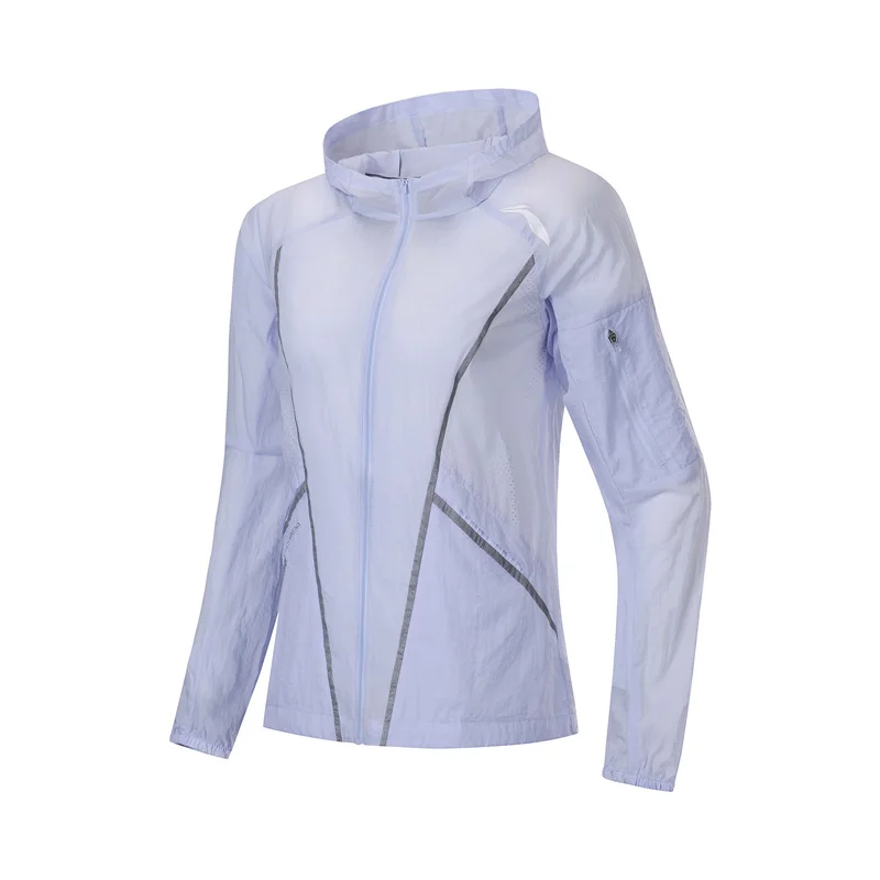 Женская Беговая ветровка Li Ning дышащая спортивная куртка с капюшоном и подкладкой