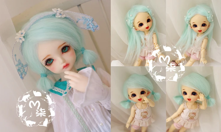 Bjd кукла парики мех парик 1/12 1/8 1/6 1/4 1/3 фиолетовый - Цвет: water blue