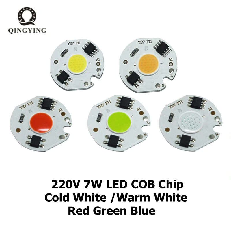 10pcs 7W 220V LED COB Chip 7 watt Cold White Warm White Led Lamp Light COB Smart IC Driver For DIY LED Spotlight Floodlight