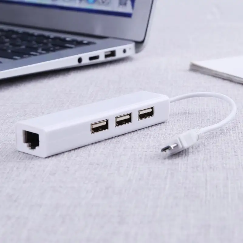 Проводные сетевые карты OTG 3 порта USB 2 0 концентратор 10/100 МБ Micro к RJ45 LAN адаптер