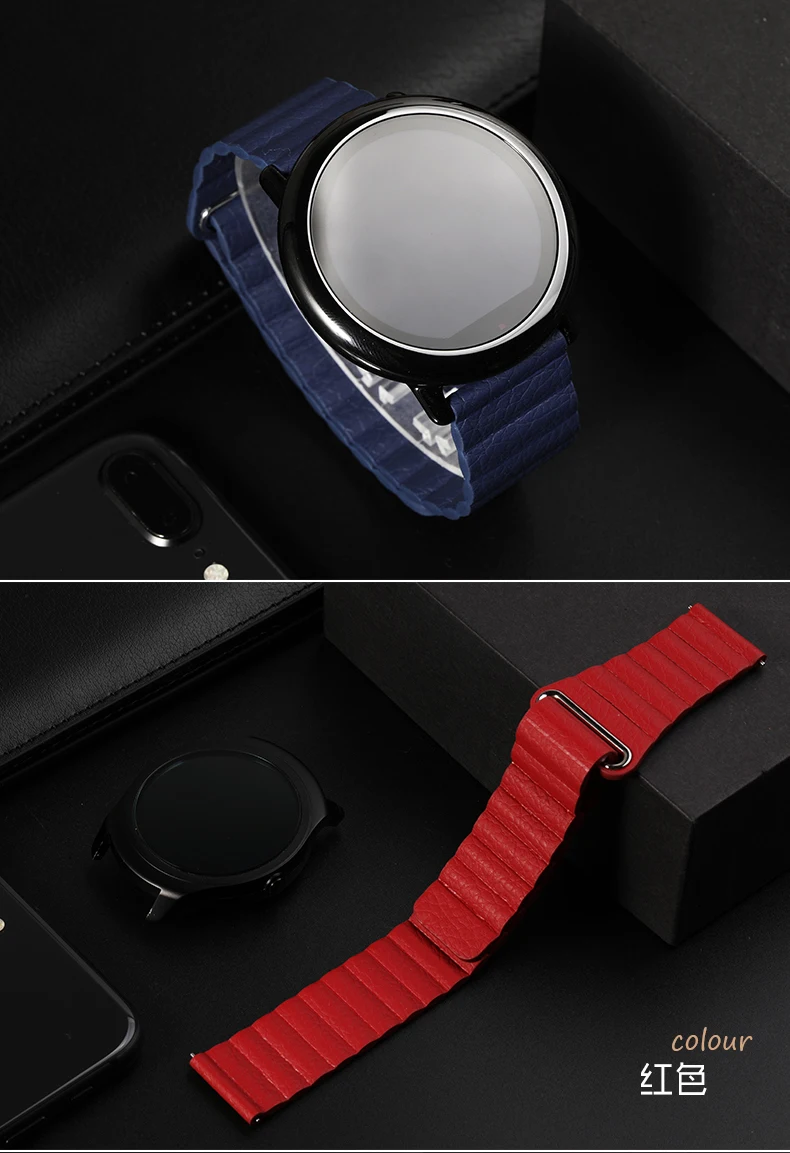 42 мм 46 мм ремешок для samsung Galaxy Watch кожаный ремешок 20 мм 22 мм samsung gear S3 S2 Магнитная застежка Спортивная петля для умных часов