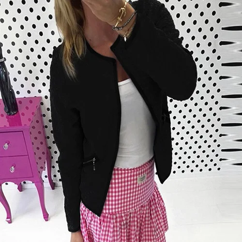 

Basic Jackets 2018 Autumn Fashion Causal Long Sleeve Zipper Outwear Elegant Coat Bomber Jacket Female Plus size 2XL Abrigo Mujer