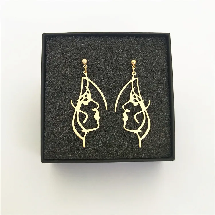 Abstract Face Outline Exaggeration Asymmetric drop Earrings New Metal Personality Eye For Women | Украшения и аксессуары