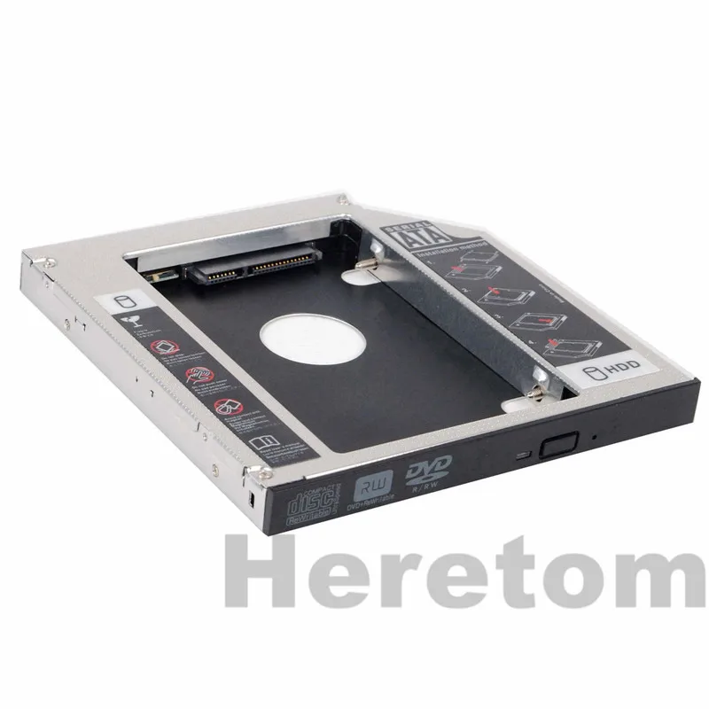 Универсальный алюминиевый корпус Heretom SATA-SATA 12 7 мм 2-й жесткий диск SSD Optibay Caddy для