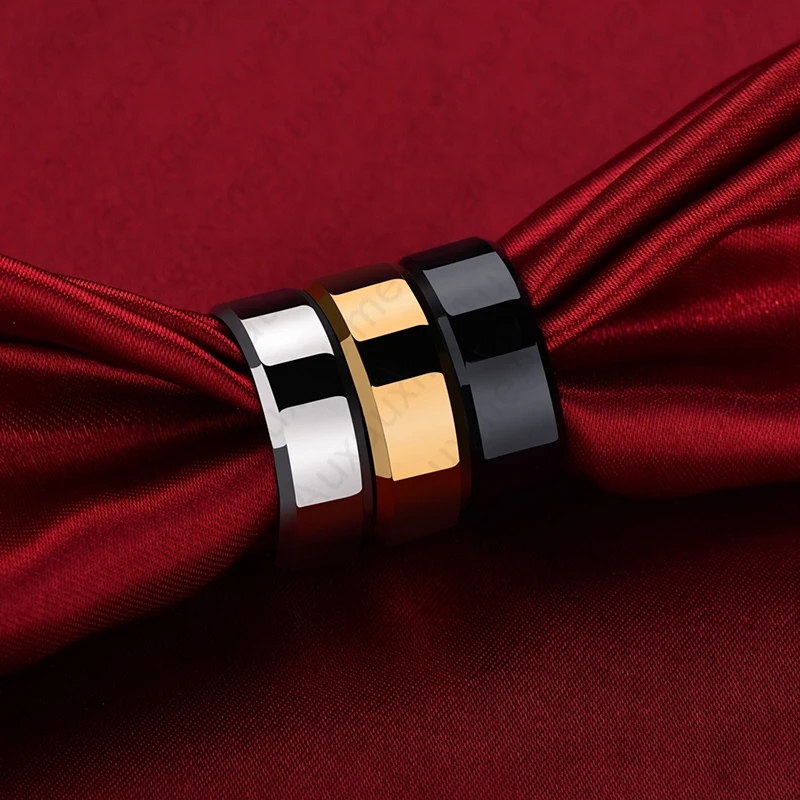 Auxauxme, простые обручальные кольца из титановой стали 8 мм, Rianbow/Blue/Rose Gold/Black, вечерние, подарок для мужчин, модные ювелирные изделия, размер 5-13