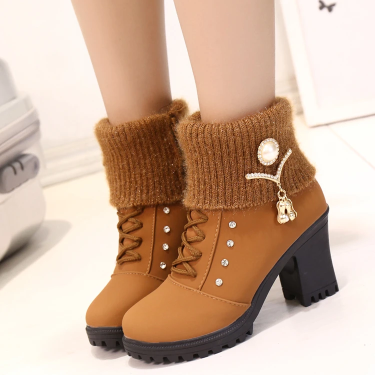 Женские полусапожки на высоком каблуке теплые зимняя обувь 2017|boot shoes|boots wintershoes