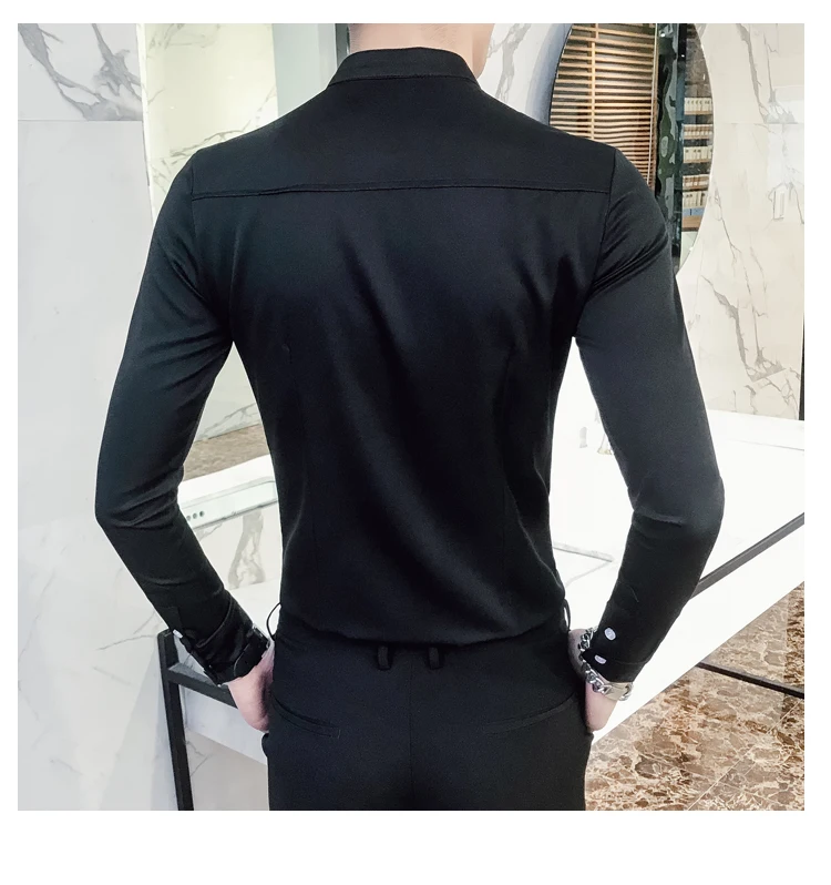 Новинка весны модный бренд Для мужчин одежда Slim Fit Для мужчин рубашка с длинными рукавами Для мужчин Повседневное полосатый Для мужчин рубашка, Мужская размера плюс S-5XL