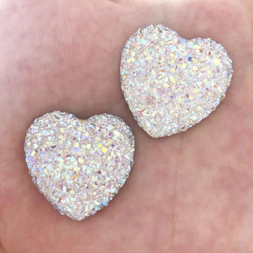 4 шт. Стразы AB из смолы 30 мм Hlaf Ore Heart/FlatBack свадебные пуговицы F283|Стразы| |