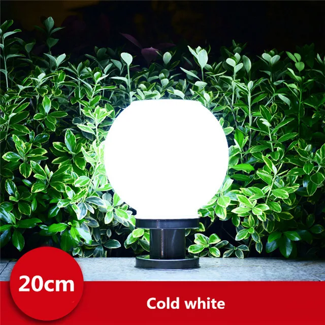 Cold white-20cm 18 светодиодный светильник с круглым шариком из нержавеющей стали, солнечный светильник, уличный IP65 водонепроницаемый светильник с колонной для сада, виллы, сада, отеля - Испускаемый цвет: Cold white-20cm