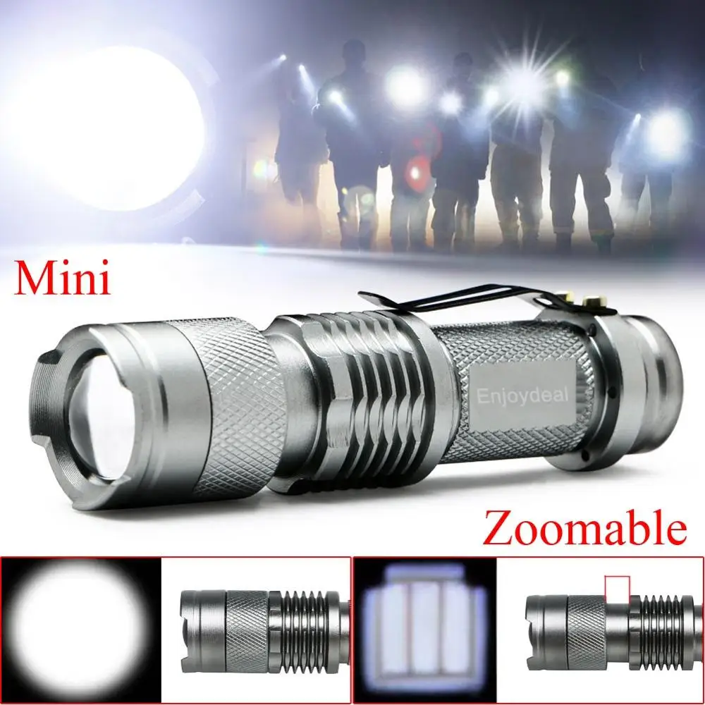 1 flashlight sliver 2000LM Q5 светодиодный фонарик ультра яркий мини-фонарик масштабируемый фонарик с фокусом карманный светодиодный водонепроницаемый фонарик для кемпинга и пеших прогулок - Испускаемый цвет: 1 flashlight sliver