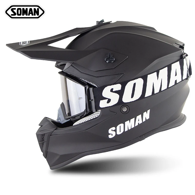 Soman шлем для мотокросса с MX очки горные мото крест руля грязи велосипед Casco rbike Capacetes ECE утверждения SM633 - Цвет: Matt Black