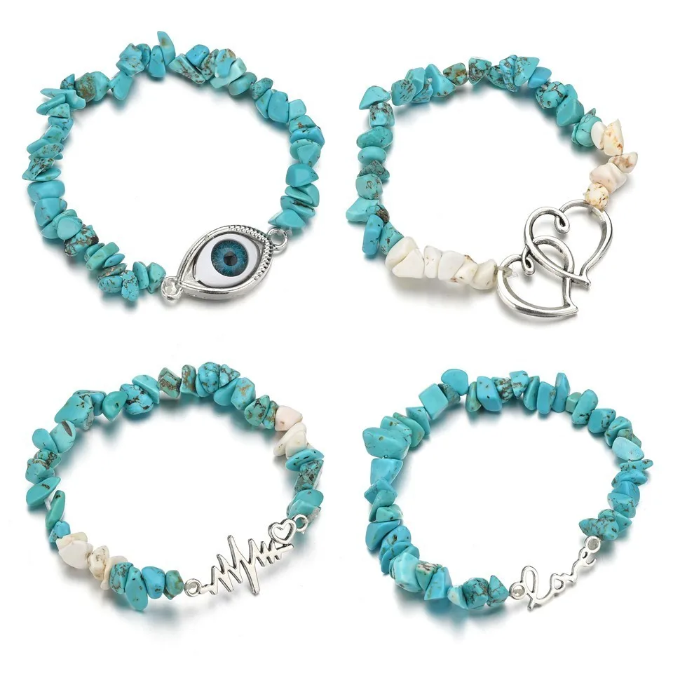 24 Стили сердце жемчужный LOVE Devil's Eye CrossCrystal мраморный богемные бусы из бирюзы