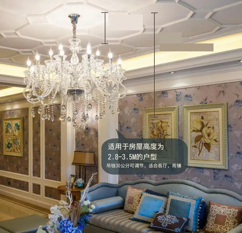 Grand Hotel холл белая хрустальная лампа люстра освещение для гостиной столовой
