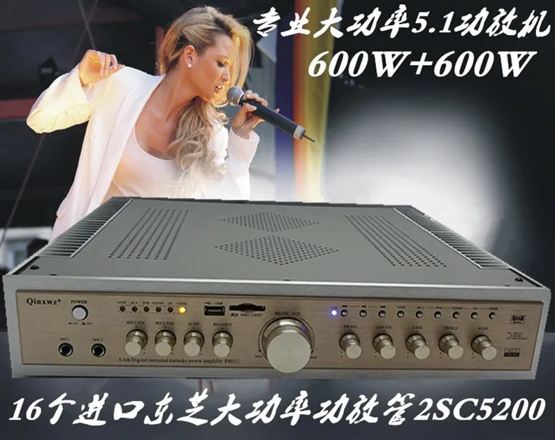 P-805U 600 Вт 2CS5200 HiFi 5,1 канальный цифровой объемный караоке-усилитель профессиональный мощный домашний кинотеатр