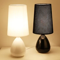modern simple art ceramic fabic lampshade table lamp bedroom study room warm bed romantic decor lamp