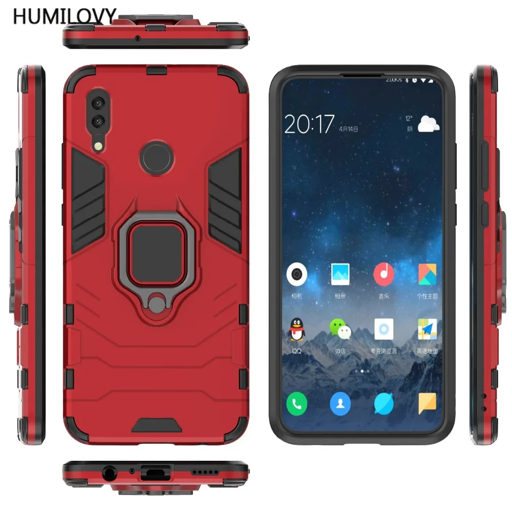 Для Huawei P Smart 2019 чехол PSmart Чехол Жесткий ПК Мягкий ТПУ робот-гибрид кольцо Броня
