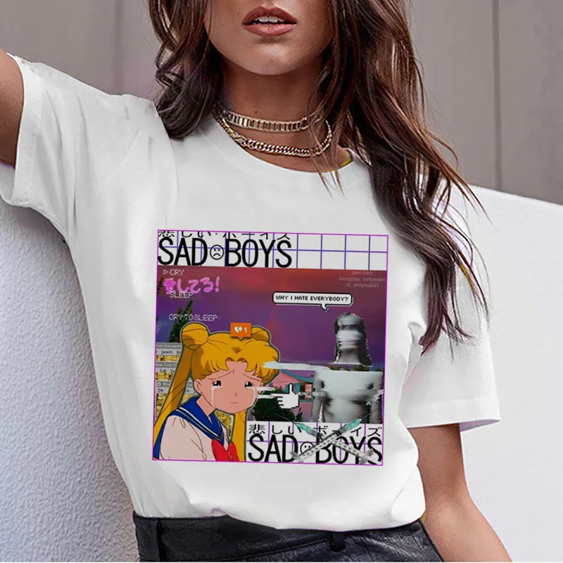 2516 Эстетика vaporwave, футболка,, женская футболка, Женский Топ, футболка, футболка в стиле хип-хоп, Корейская, повседневная, летняя, 90 s, графический, harajuku - Цвет: 2516