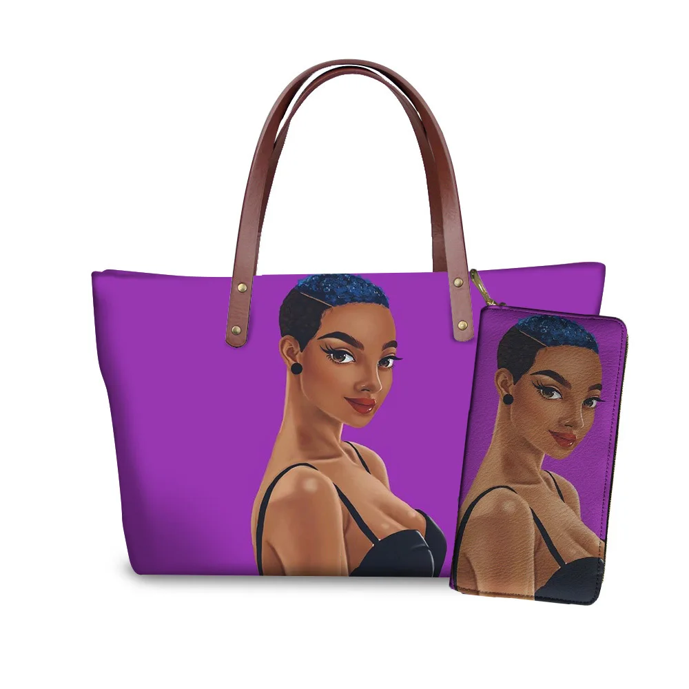 FORUDESIGNS/женские ручные сумки и сумочки для черных женщин, художественные сумки в Африканском и американском стиле для девочек, женские сумки с принтом, 2 шт./компл., летняя пляжная сумка - Цвет: YQ4097ALZ21