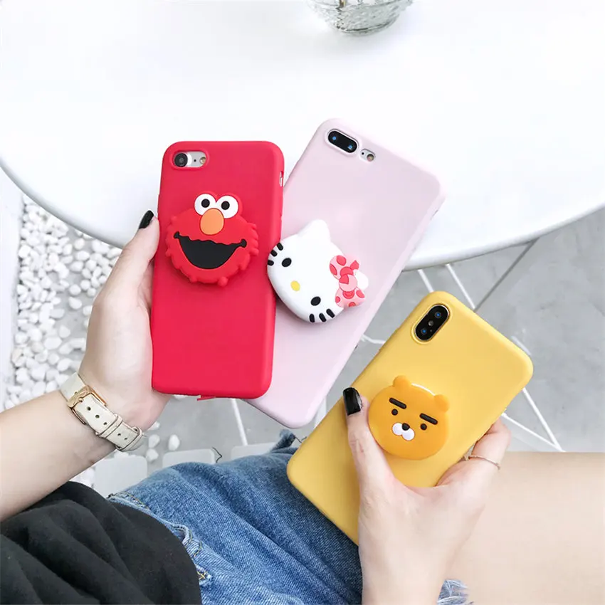 Cute 3D ELMO MyMelody Holder Ring Cartoon Case For iphone XS X Max Xr for 7 7plus 8 8plus 6 6s 6plus 5 5s Soft Cover |