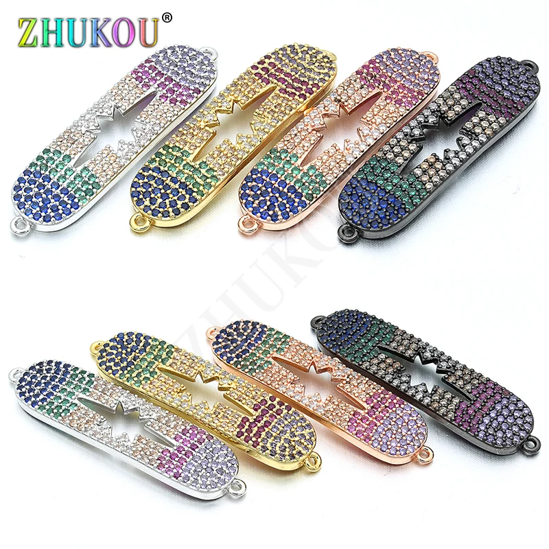 8*34mm Brass Cubic Zirconia Rectangle Rainbow Color Charms Connectors DIY Jewelry Bracelet Necklace Making Model: VS138 | Украшения и