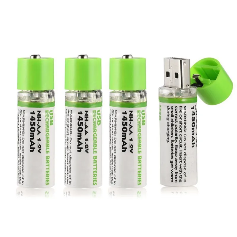 

High quality USB AA battery 1.2V 1450 mAh NI-MH Rechargeable Battery LED charging indicator light With retail box