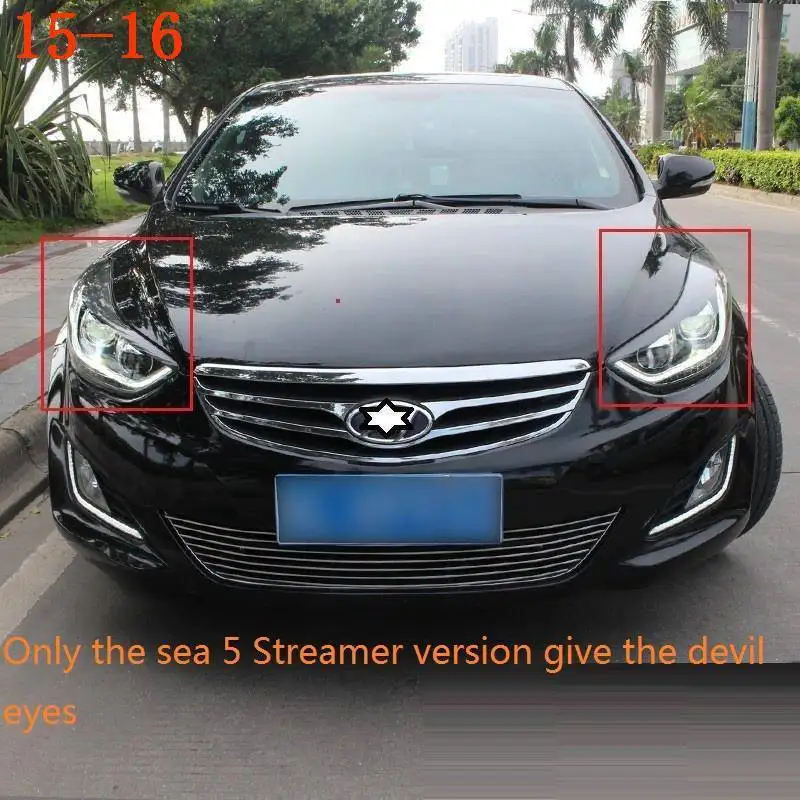 MODEL B Drl Automovil автозапчасти Cob Стайлинг светодиодные дневные ходовые боковые поворотники фары автомобильные фары в сборе для hyundai Elantra - Цвет: MODEL B