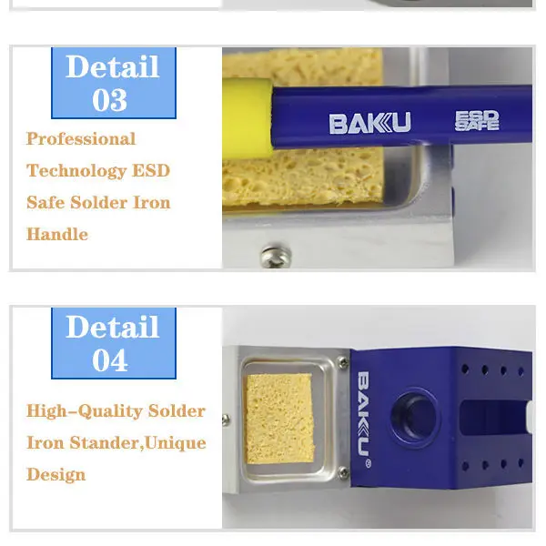 BAKU BK-601D цифровая паяльная станция, воздушный горячий пистолет и паяльник в 1. Высокое качество