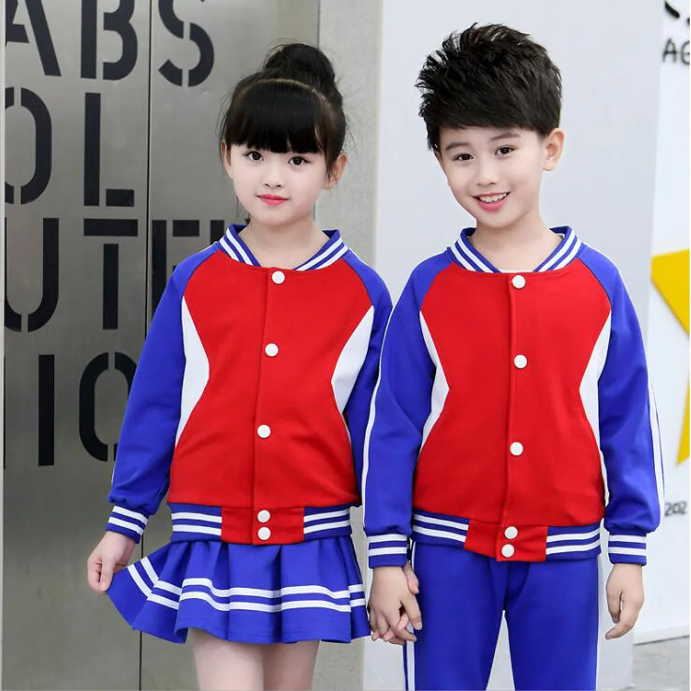 Детский костюм из красной куртки и юбки для начальной школы|Школьная форма| |