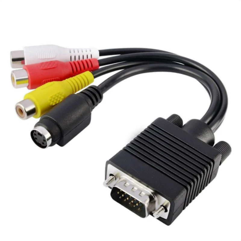 Адаптер VGA SVGA to S Video 3 RCA AV TV Out конвертер для ПК компьютера ноутбука|Кабели VGA| |