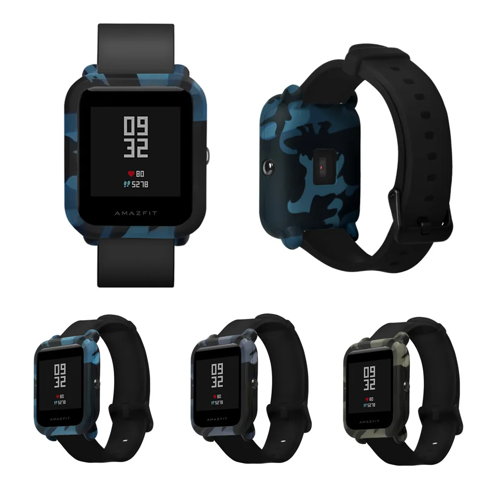 Мягкий силиконовый защитный чехол для часов Amazfit Bip камуфляжный защитная рамка