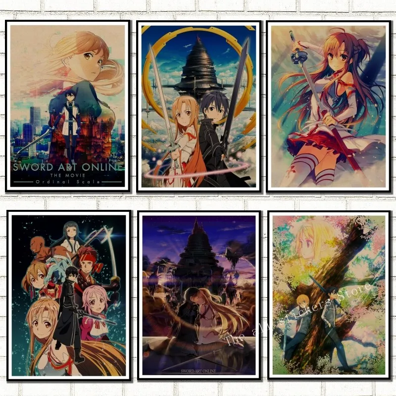 Обувь для вечеринки в Стиле косплей Sword Art Online (SAO) плакат из крафт бумаги стикер
