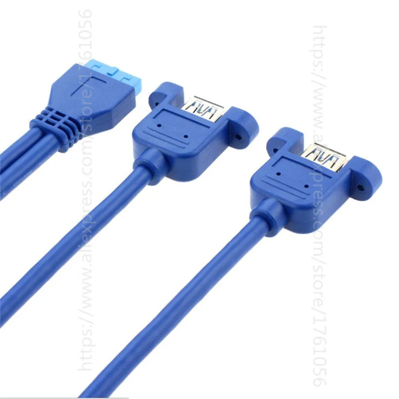 Двухпортовый USB 3,0 Женский Винт крепление панель тип к материнской плате 20Pin кабель 20 см/50 см