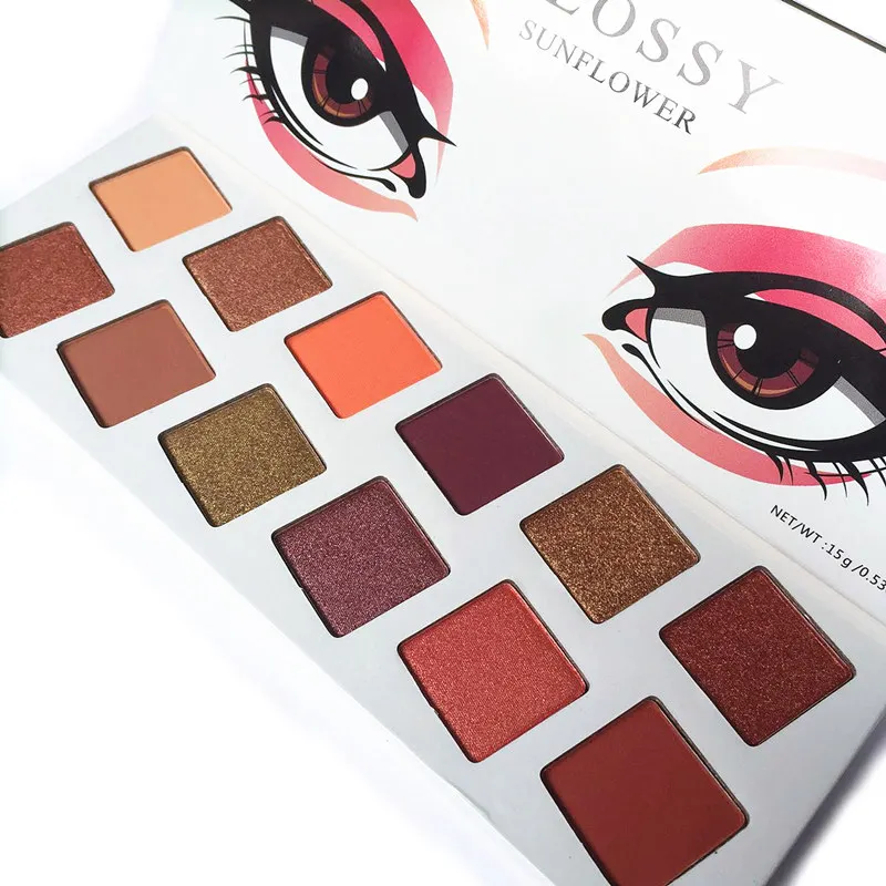 Flossy Sunflower 12 цветов тени для век палитра макияж стойкие матовые легко носить