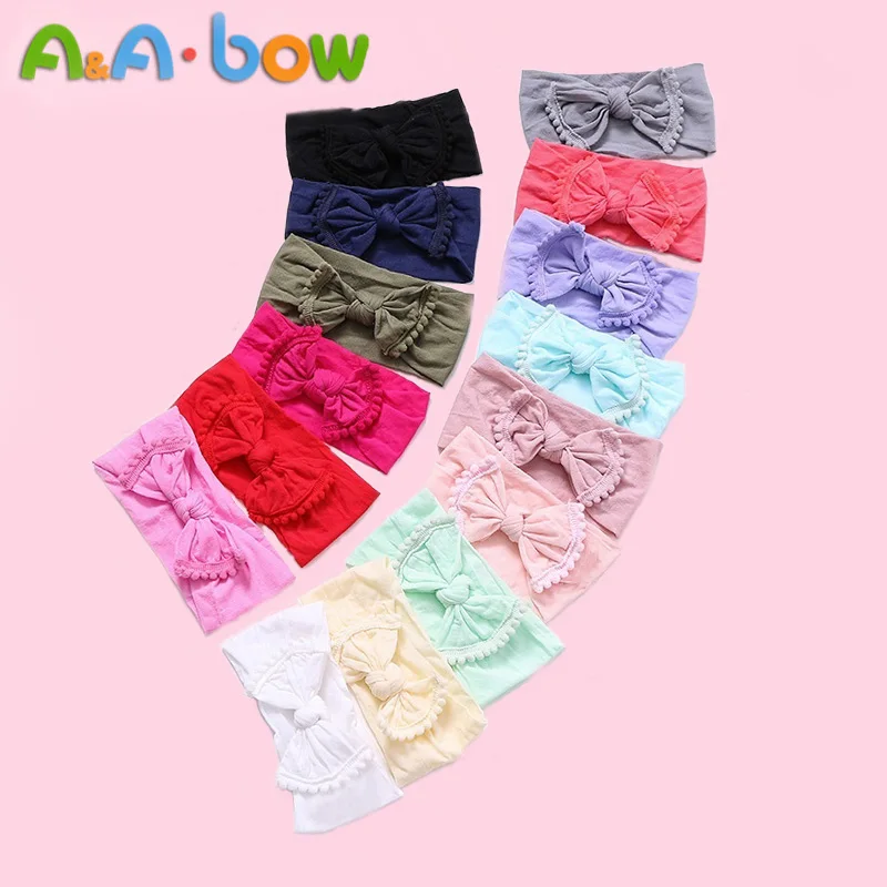 Diademas anchas de nailon para ni&ntilde;a, cintas para la cabeza con lazo de nailon, turbante con nudo, accesorios para el cabello, 1 unids/lote-2
