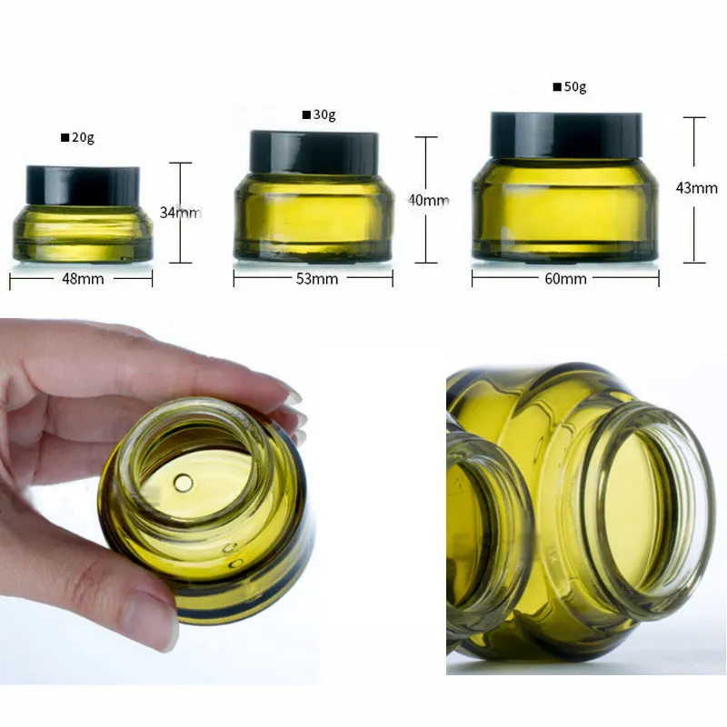 

10pcs Empty Refillable Amber Glass Bottles Face Cream Lotion Eye Shadow Nail Make Up Powder Storage Sample Containers Jars